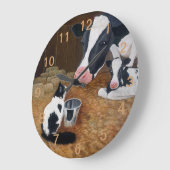 Grande Horloge Ronde Chat, vache et veau (Angle)