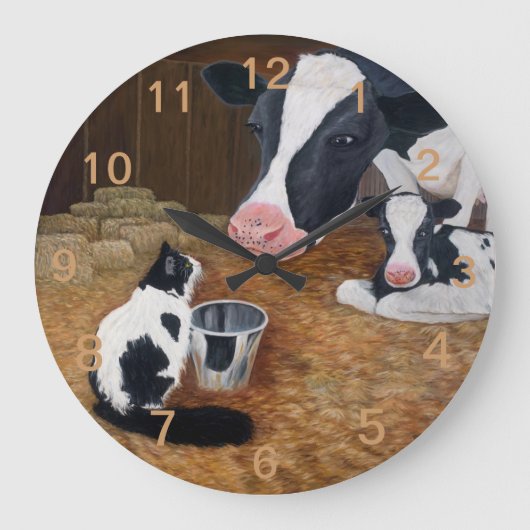 Grande Horloge Ronde Chat, vache et veau (Recto)