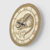 Grande Horloge Ronde Chat vintage Alice Cheshire (Angle)