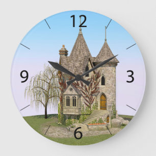 Grande Horloge Ronde Château de Conte de Fées Cadeau de Fantaisie et d'