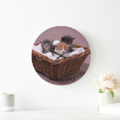 Grande Horloge Ronde Chatons dans un panier (Maison)