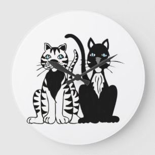 Grande Horloge Ronde Chats à deux cartons