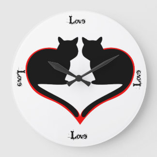 Grande Horloge Ronde Chats amoureux