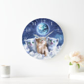 Grande Horloge Ronde Chats dans le nuage (Maison)