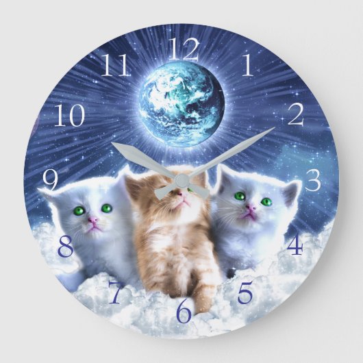 Grande Horloge Ronde Chats dans le nuage (Recto)