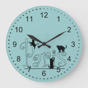 Grande Horloge Ronde Chats de Paris