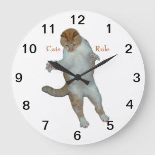 Grande Horloge Ronde Chats de règle de chats jouant l'horloge murale