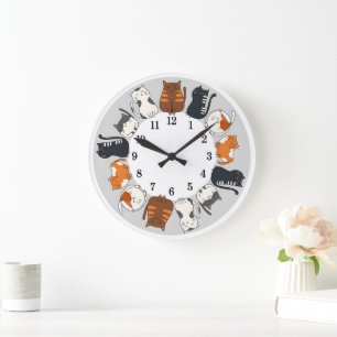 Grande Horloge Ronde Chats Fantaisistes Autour de l'Horloge Murale Drôl