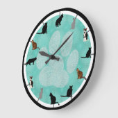 Grande Horloge Ronde Chats géniaux (Angle)