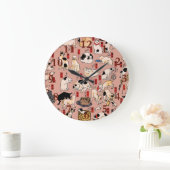 Grande Horloge Ronde chats japonais Ukiyo-e Funny kitty (Maison)
