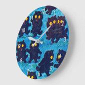 Grande Horloge Ronde Chats noirs dansant au clair de lune, Louis Wain (Angle)