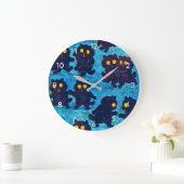 Grande Horloge Ronde Chats noirs dansant au clair de lune, Louis Wain (Maison)