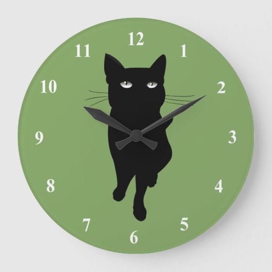 Grande Horloge Ronde Chatte gothique félin noir (Recto)