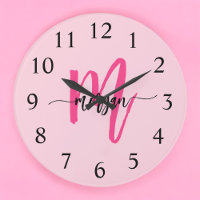 Chaud rose moderne Script Girl Monogramme Nom