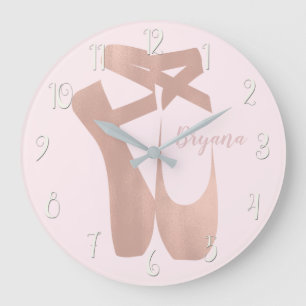 Grande Horloge Ronde Chaussons de ballet rose personnalisés Ballerine