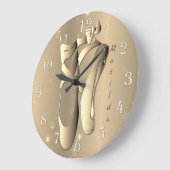 Grande Horloge Ronde Chaussures Bronzy Ballet Toe avec nom (Angle)
