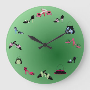 Grande Horloge Ronde Chaussures et sacs et nuances de vert