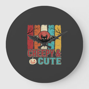 Grande Horloge Ronde Chauve-souris Halloween Mignonne et Flippante Grap