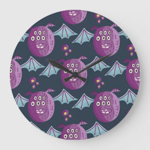 Grande Horloge Ronde Chauves-souris Monster : Cartoon Vintage