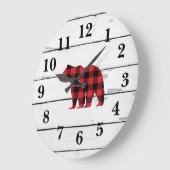 Grande Horloge Ronde Check Bear Black Silhouette Shiplap (Angle)