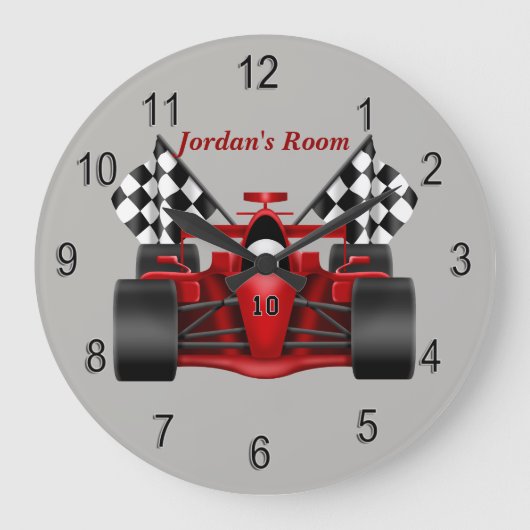 Grande Horloge Ronde Checkered Flag de Children (Recto)