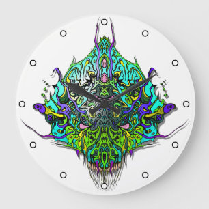 Grande Horloge Ronde Chef Alien - Aqua avec points