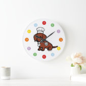 Grande Horloge Ronde Chef d'une chevelure lisse rouge de teckel (Maison)
