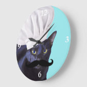 Grande Horloge Ronde Chef italien, chat noir (Angle)