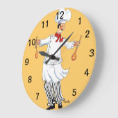 Grande Horloge Ronde Chef Tossing Wall Clock (Angle)