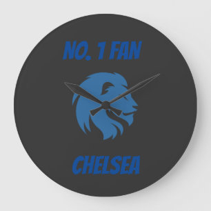 Grande Horloge Ronde Chelsea FC avec image de lion. Personnalisable .