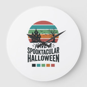 Grande Horloge Ronde Chemise avec gravure vintage Spooktacular Hallowee