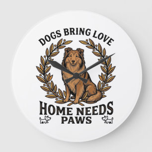 Grande Horloge Ronde Chemise d'amour de chien Gravure vintage conceptio