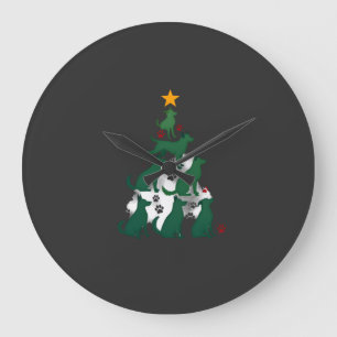 Grande Horloge Ronde Chemise d'arbre de Noël de chien - Noël de chien (