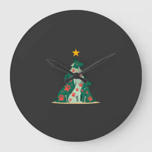 Grande Horloge Ronde Chemise d'arbre de Noël de chien - Noël de chien (