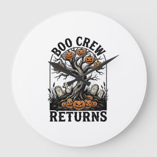 Grande Horloge Ronde Chemise d'arbre d'Halloween Graphique de citrouill