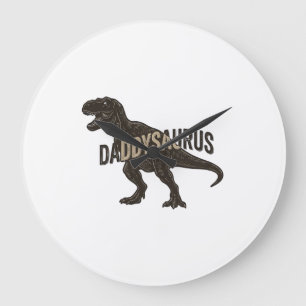 Grande Horloge Ronde Chemise de conception de gravure vintage de dinosa