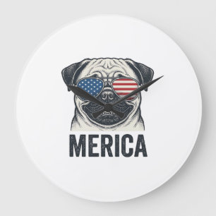 Grande Horloge Ronde Chemise de conception de gravure vintage Merica Pu