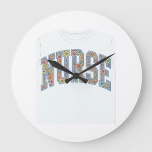 Grande Horloge Ronde Chemise de conception de lettrage universitaire fl