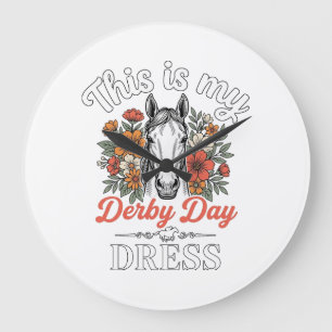 Grande Horloge Ronde Chemise de Derby Jour Cheval Floral Vintage Concep