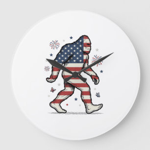 Grande Horloge Ronde Chemise de design de gravure vintage Bigfoot patri