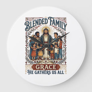 Grande Horloge Ronde Chemise de famille recomposée Jésus Chemise chréti