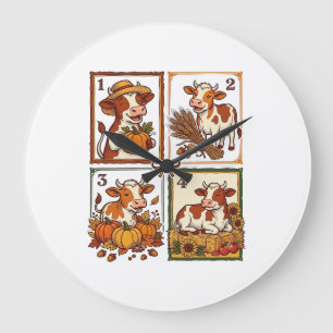 Grande Horloge Ronde Chemise de ferme à patchwork vintage Quatuor de va