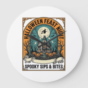 Grande Horloge Ronde Chemise de fête d'Halloween Repas effrayant Maison