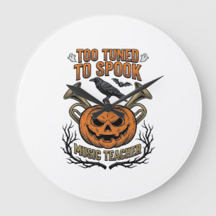 Grande Horloge Ronde Chemise de gravure de citrouille Halloween Prof de