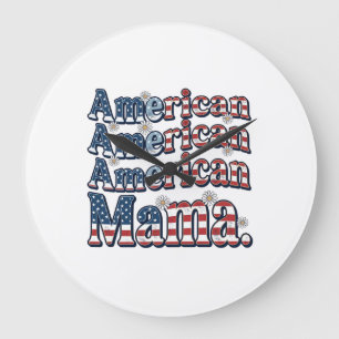 Grande Horloge Ronde Chemise de gravure vintage patriotique American Ma