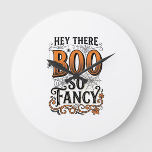 Grande Horloge Ronde Chemise de Halloween Boo Gravure Vintage Mignonne