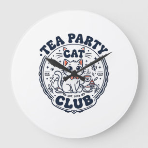 Grande Horloge Ronde Chemise de l'amant de chat de thé Party - Chat de