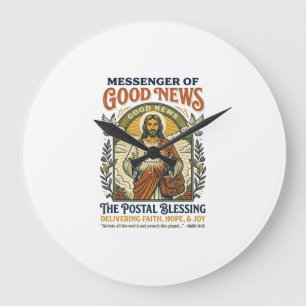 Grande Horloge Ronde Chemise de livraison de facteur Jésus Foi basée su