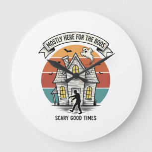 Grande Horloge Ronde Chemise de Maison Hantée Drôle Vintage Halloween É