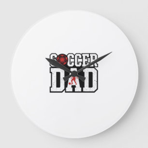 Grande Horloge Ronde Chemise de Papa de Football Vintage à Typographie